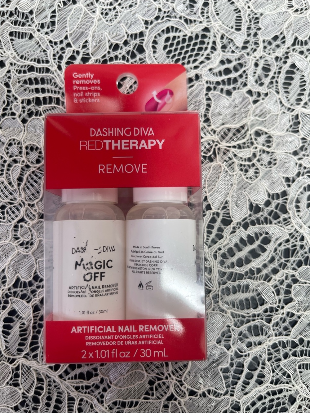 Dashing Diva Red Therapy Magic Off Nail Remover 2-Pack 1.01oz New